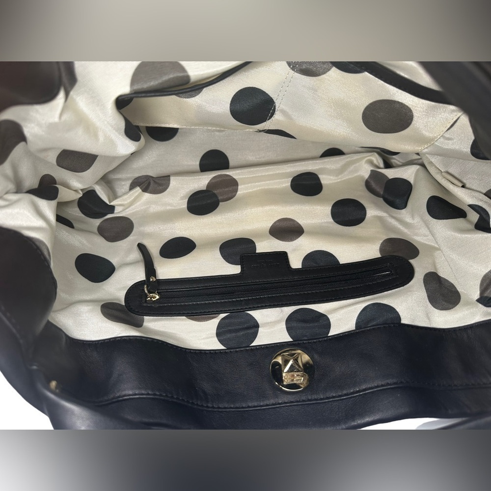 Kate Spade New York Top Handle black leather Bag Turn-Lock Closure at Top - Picture 13 of 16